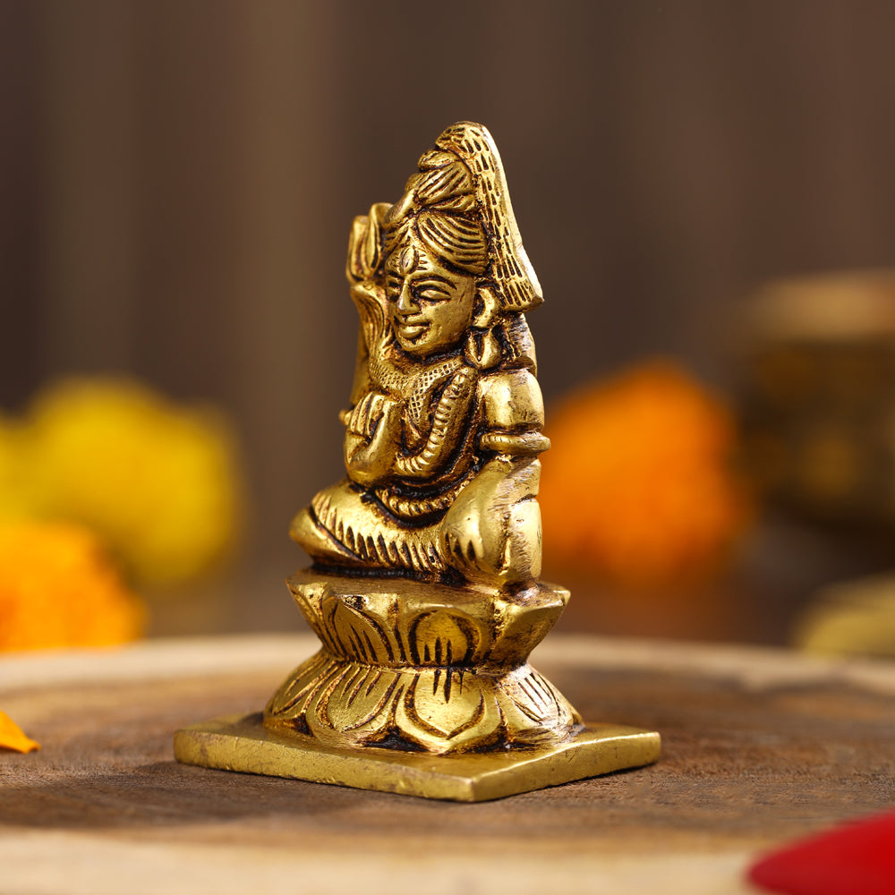 Brass Sitting Lord Shiva Idol (3 Inch) Vedansh Craft