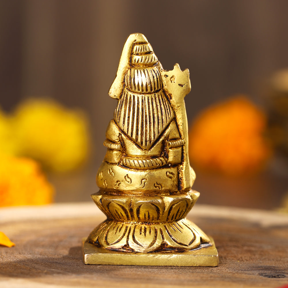 Brass Sitting Lord Shiva Idol (3 Inch) Vedansh Craft