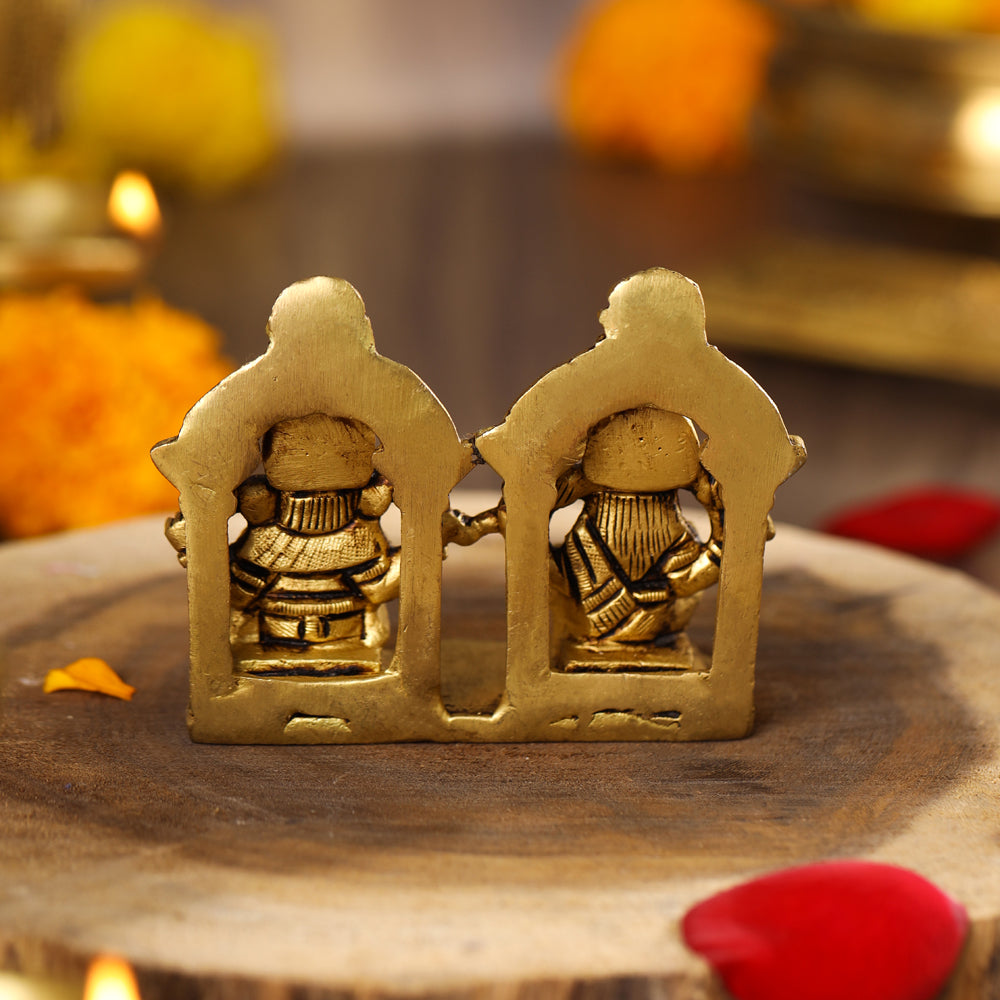 Brass Sitting Ganesha And Lakshmi Idols (3 Inch) Vedansh Craft