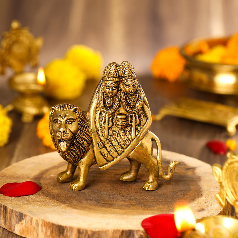 Brass Goddess Chamunda Idol (4.8 Inch) Vedansh Craft