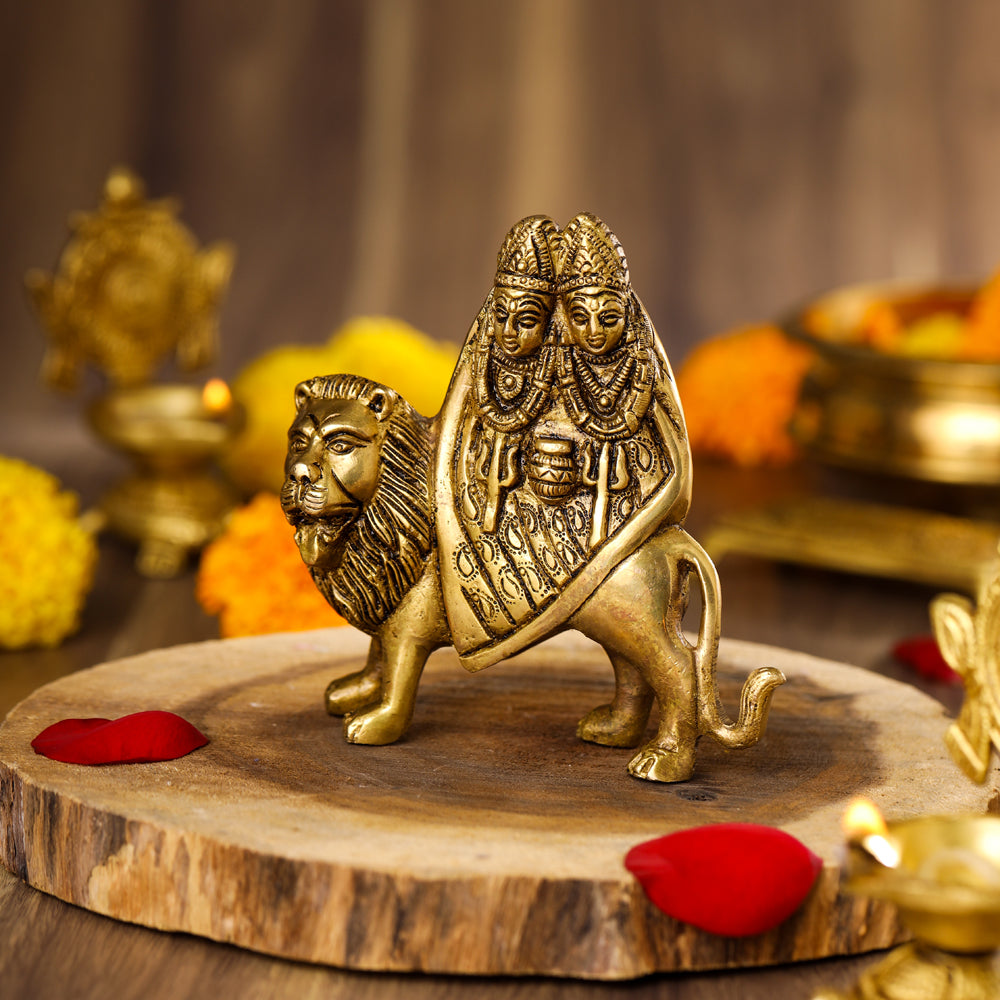 Brass Goddess Chamunda Idol (4.8 Inch) Vedansh Craft