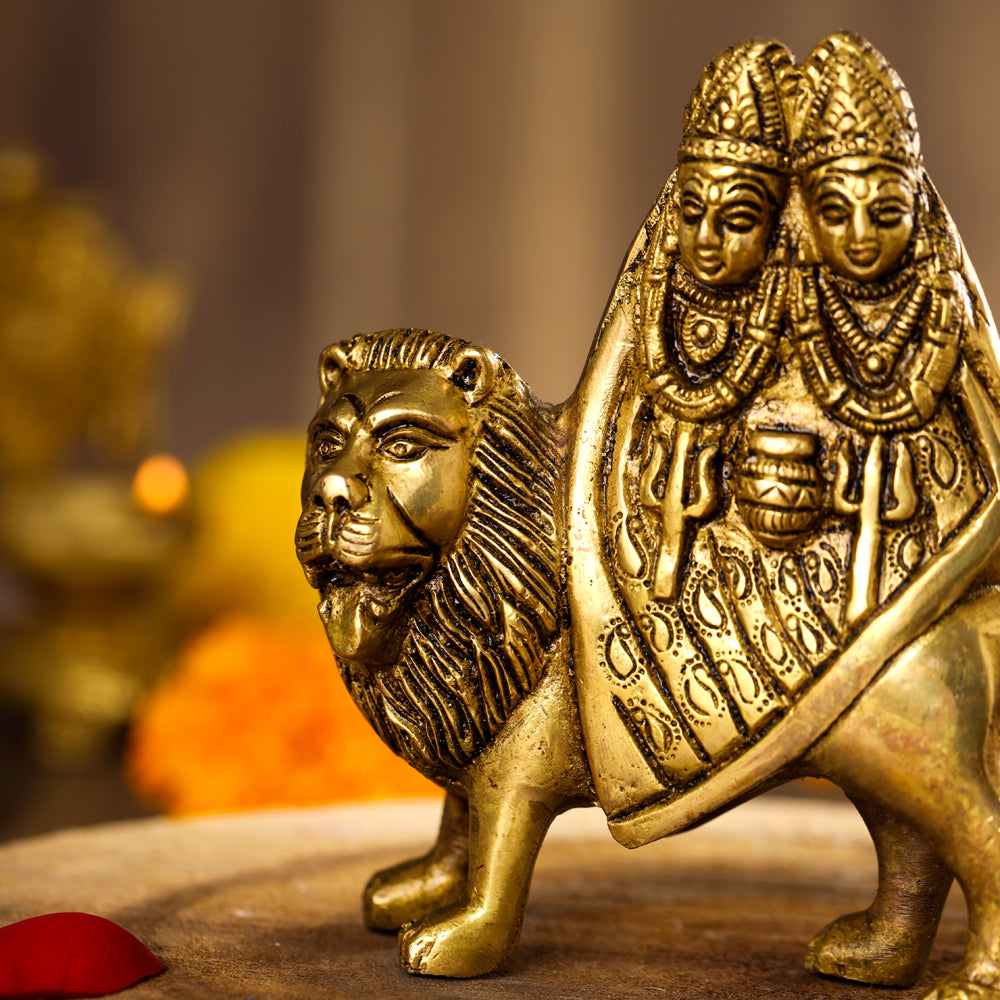 Brass Goddess Chamunda Idol (4.8 Inch) Vedansh Craft