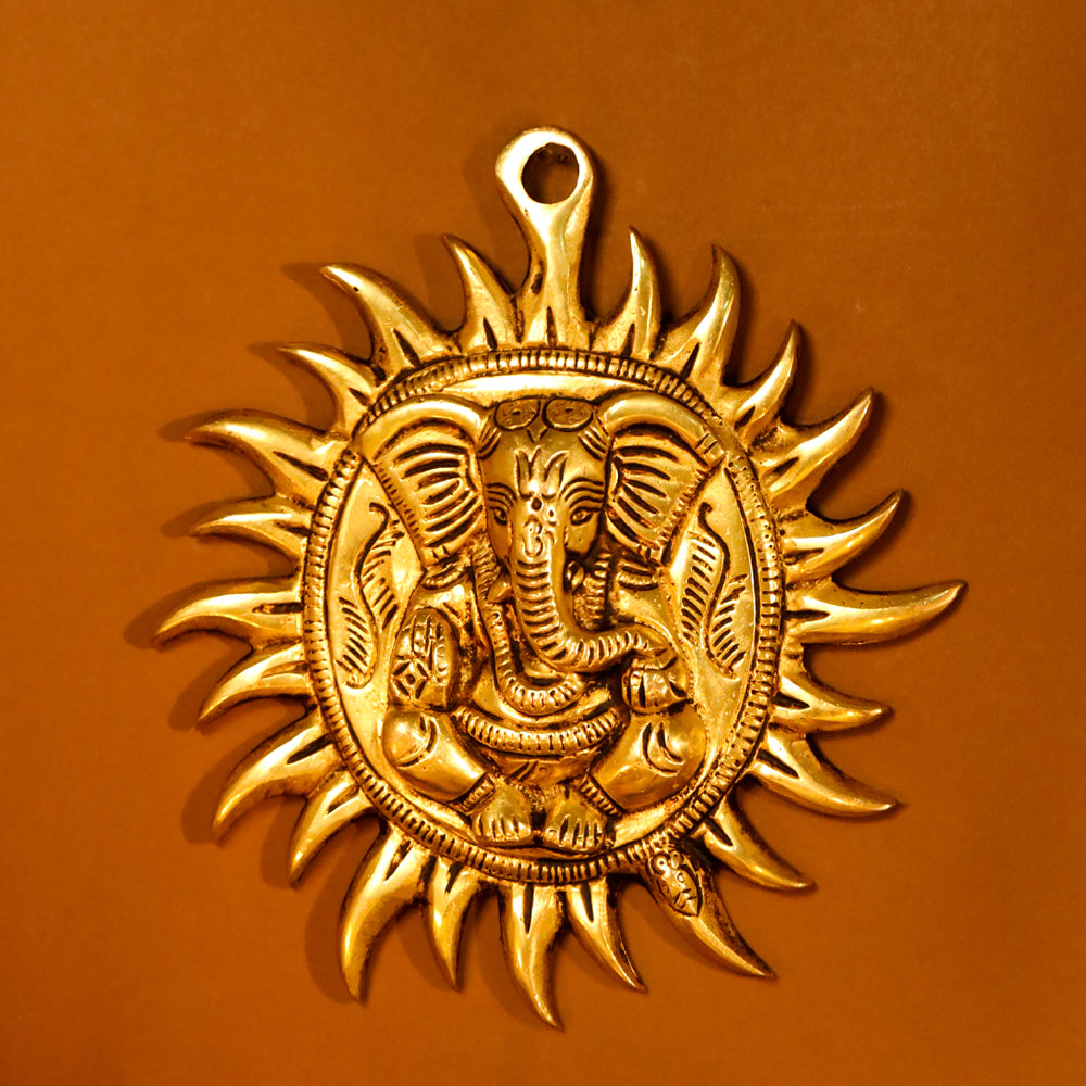 Brass Ganesha Sun Wall Hanging (7.2 Inch) Vedansh Craft