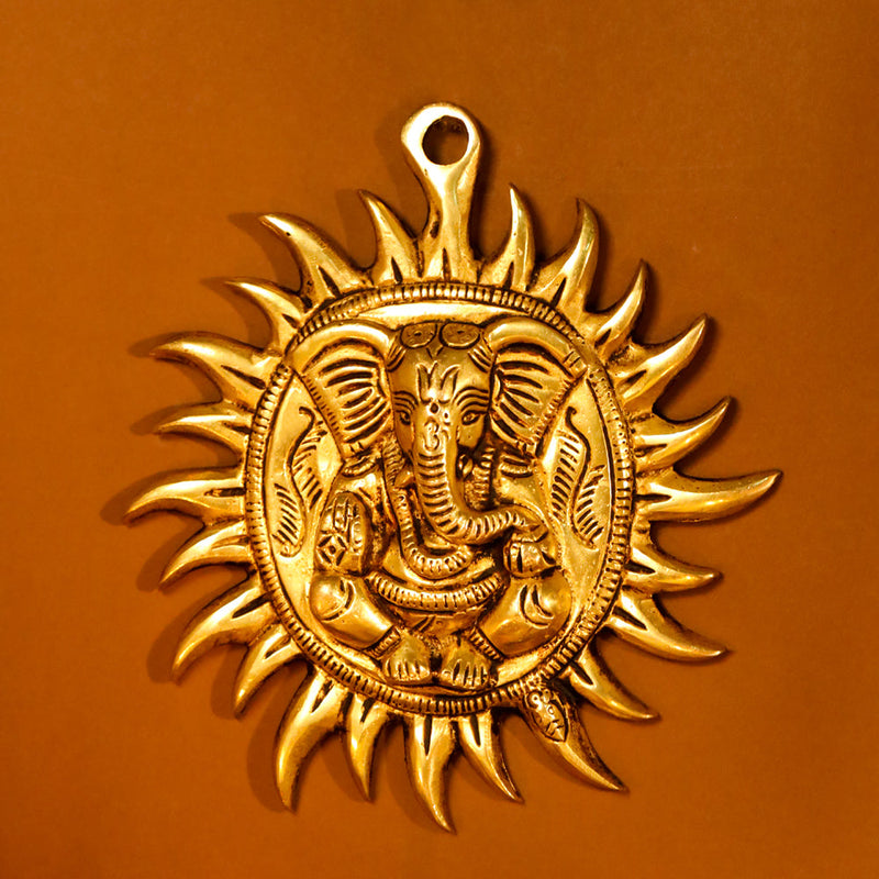 Brass Ganesha Sun Wall Hanging (7.2 Inch) Vedansh Craft