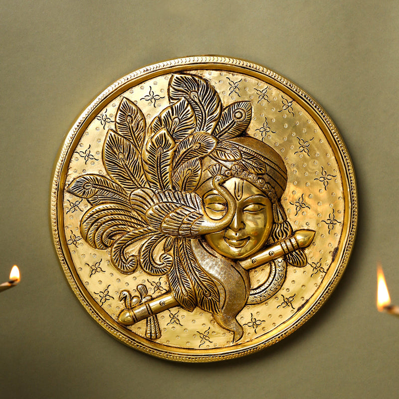 Brass Krishna Wall Hanging (10 Inch) Vedansh Craft