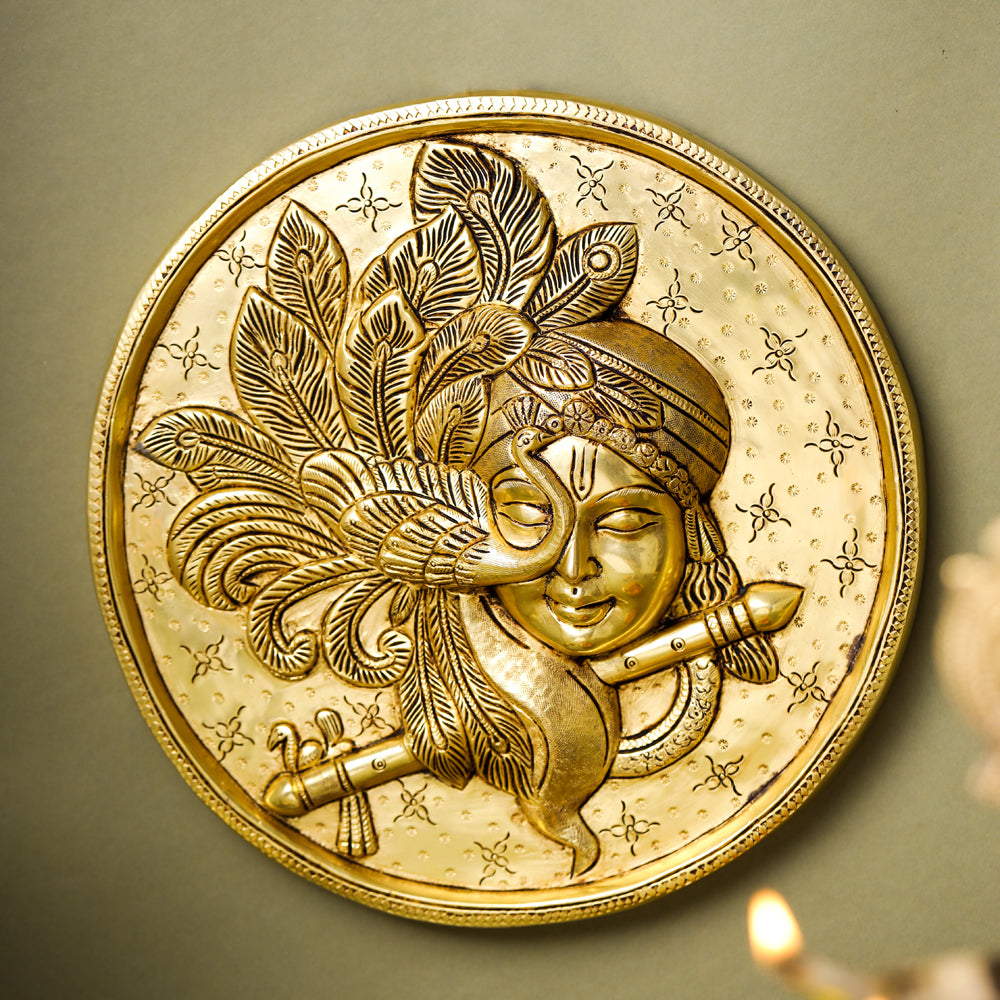Brass Krishna Wall Hanging (10 Inch) Vedansh Craft