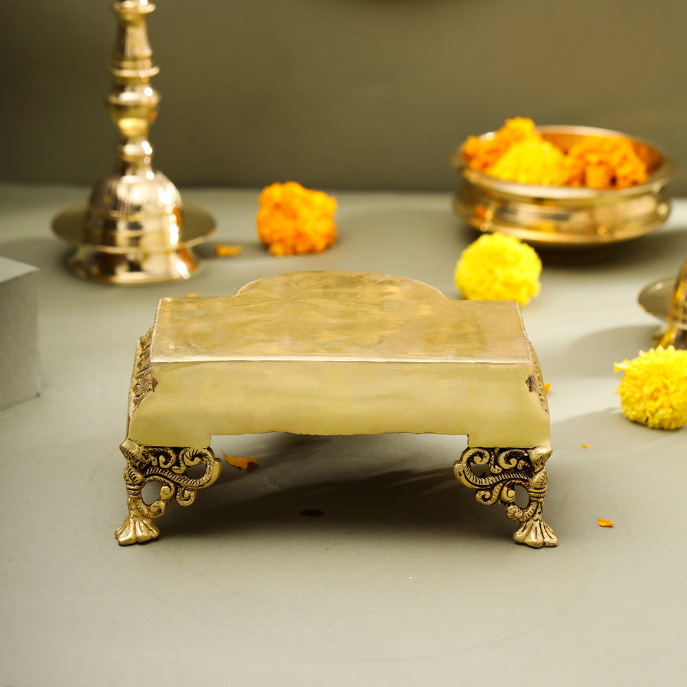 Brass Traditional Pooja Chowki (3.8 Inch) Vedansh Craft