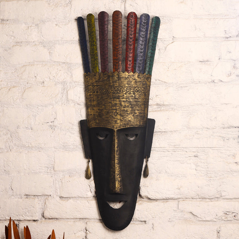 Dhokra Tribal Face Wall Hanging (30 Inch) Vedansh Craft