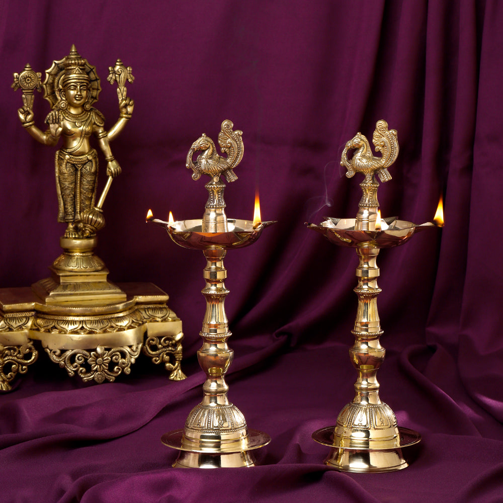 Brass Daana Kaashi Samai/Lamp Pair (9 Inch) Vedansh Craft