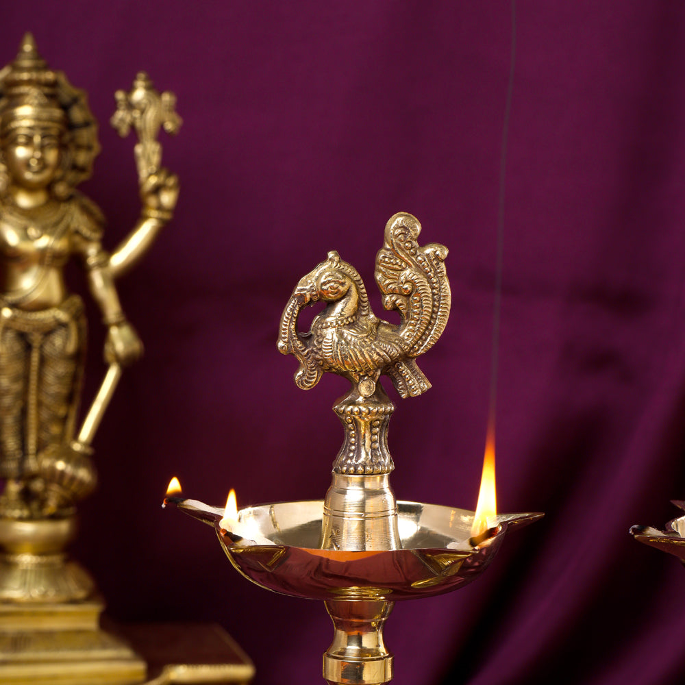 Brass Daana Kaashi Samai/Lamp Pair (9 Inch) Vedansh Craft
