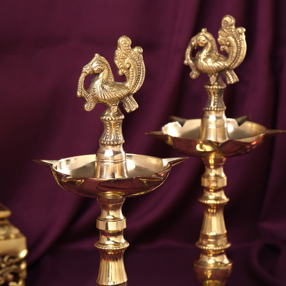 Brass Daana Kaashi Samai/Lamp Pair (9 Inch) Vedansh Craft