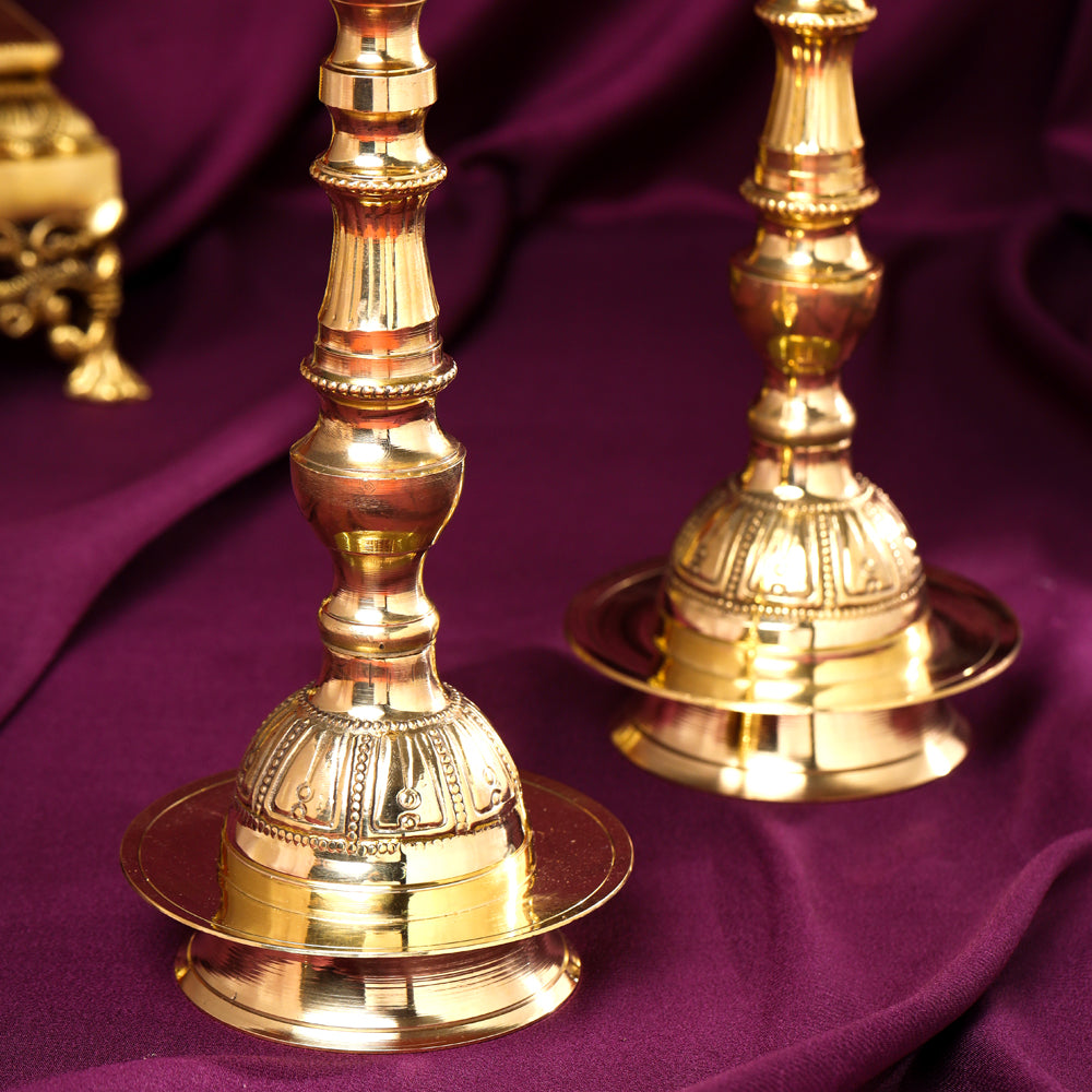 Brass Daana Kaashi Samai/Lamp Pair (9 Inch) Vedansh Craft
