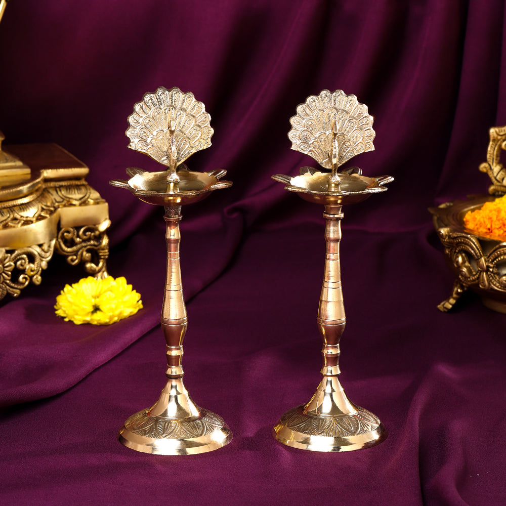 Brass Peacock Samai Pair (9 Inch) Vedansh Craft