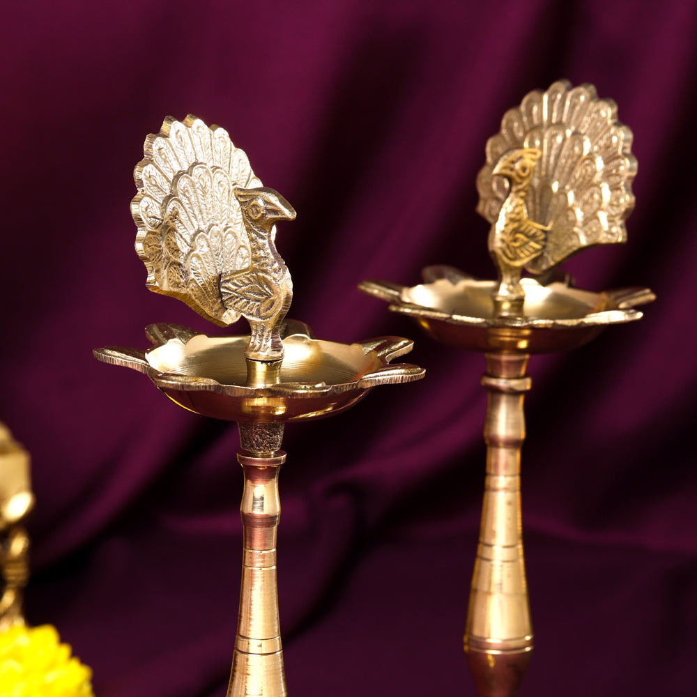 Brass Peacock Samai Pair (9 Inch) Vedansh Craft