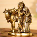 Brass Superfine Standing Radha Krishna With Cow Idol (6 Inch) Vedansh Craft