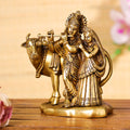 Brass Superfine Standing Radha Krishna With Cow Idol (6 Inch) Vedansh Craft