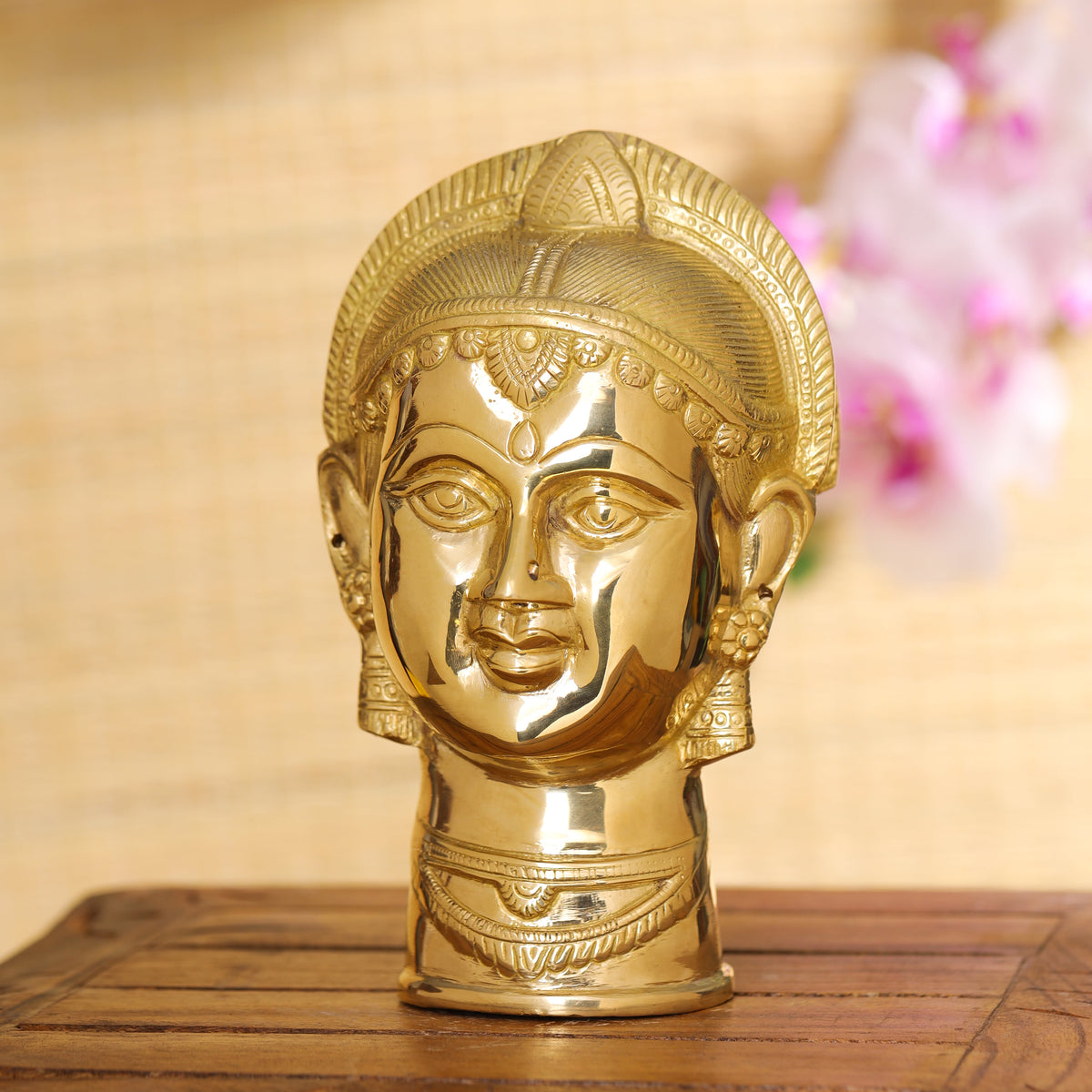 Brass Goddess Parvati Head (7.5 Inch) Vedansh Craft