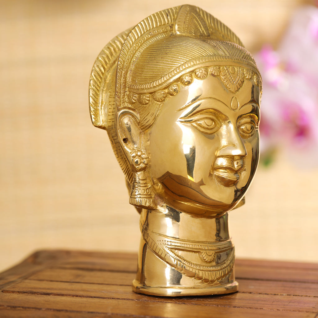 Brass Goddess Parvati Head (7.5 Inch) Vedansh Craft