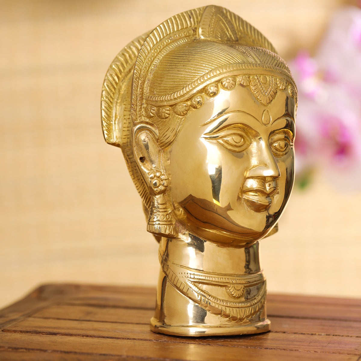 Brass Goddess Parvati Head (7.5 Inch) Vedansh Craft