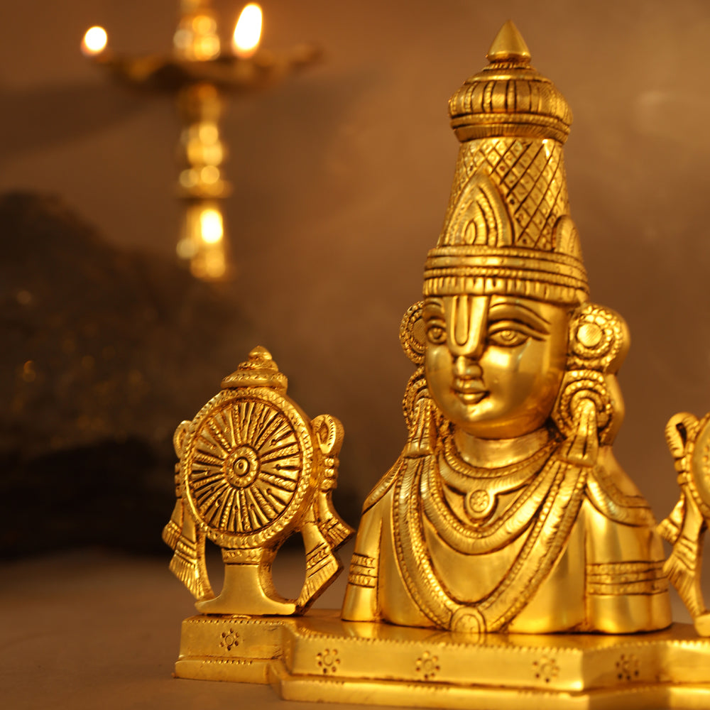 Brass Tirupati Balaji/Venkateshwar Bust (8.5 Inch) Vedansh Craft