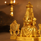 Brass Tirupati Balaji/Venkateshwar Bust (8.5 Inch) Vedansh Craft