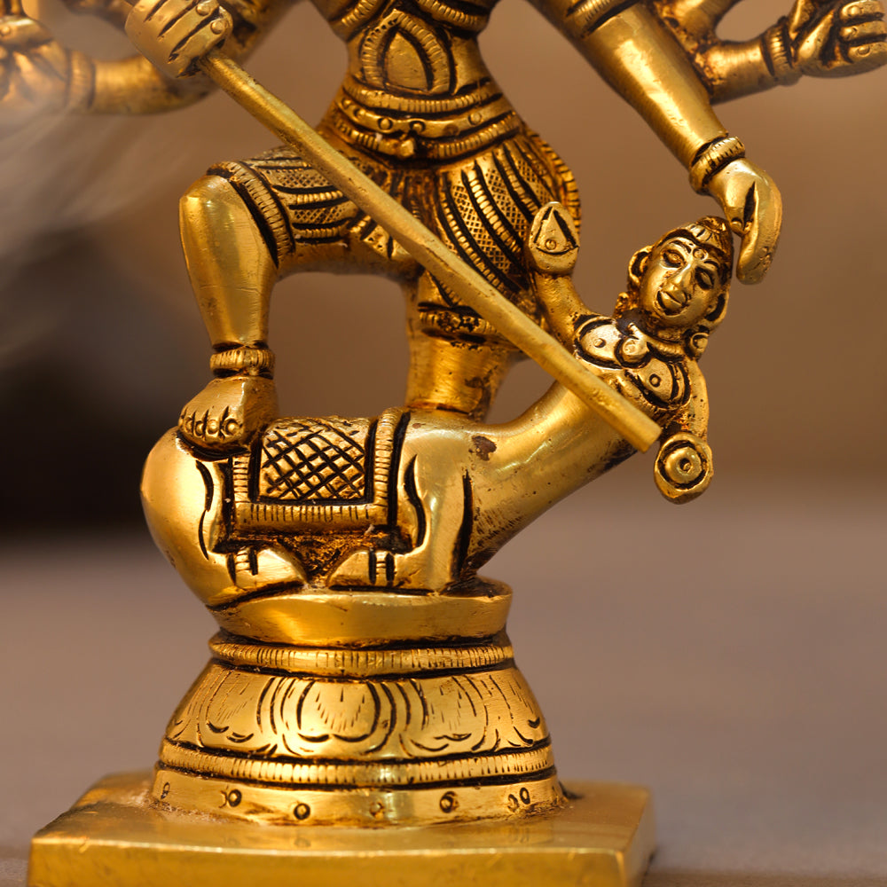 Brass Goddess Standing Mahishasura Mardini Idol (7 Inch) Vedansh Craft