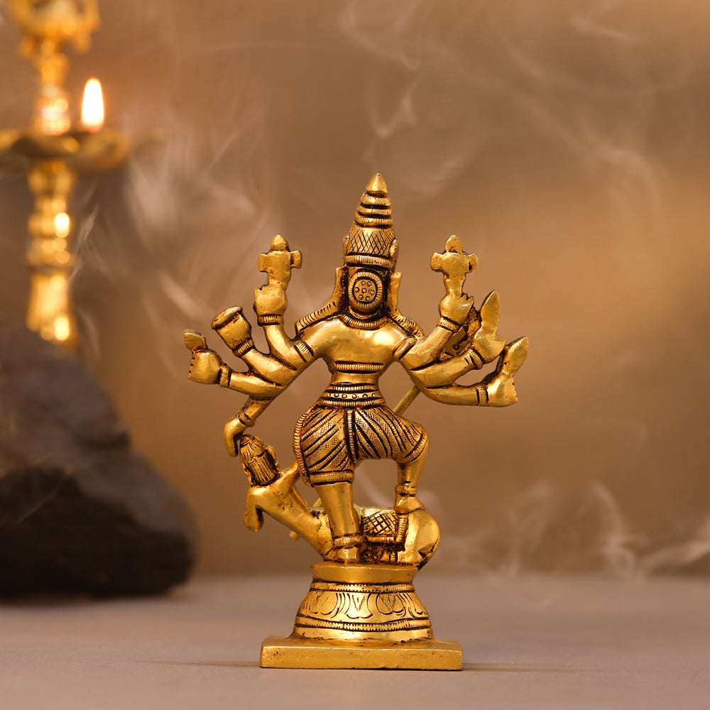 Brass Goddess Standing Mahishasura Mardini Idol (7 Inch) Vedansh Craft