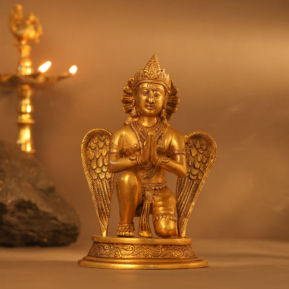 Brass Sitting Garuda Statue (9 Inch) Vedansh Craft