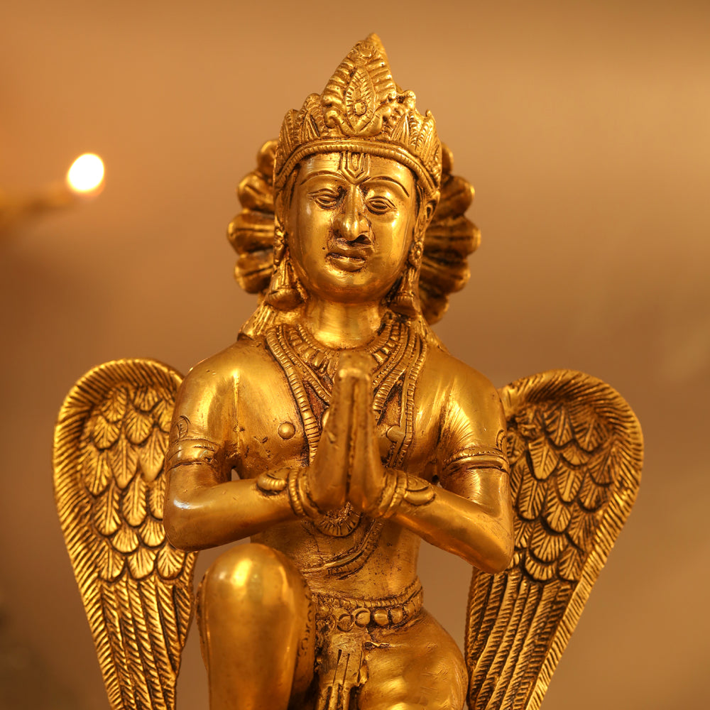 Brass Sitting Garuda Statue (9 Inch) Vedansh Craft