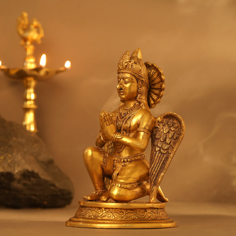 Brass Sitting Garuda Statue (9 Inch) Vedansh Craft