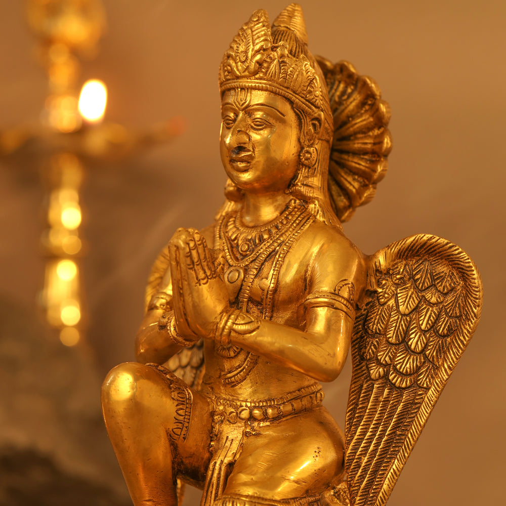 Brass Sitting Garuda Statue (9 Inch) Vedansh Craft