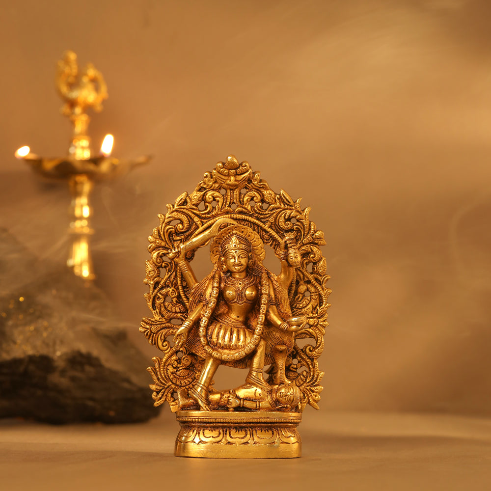 Brass Superfine Goddess Standing Kali Idol (8 Inch) Vedansh Craft