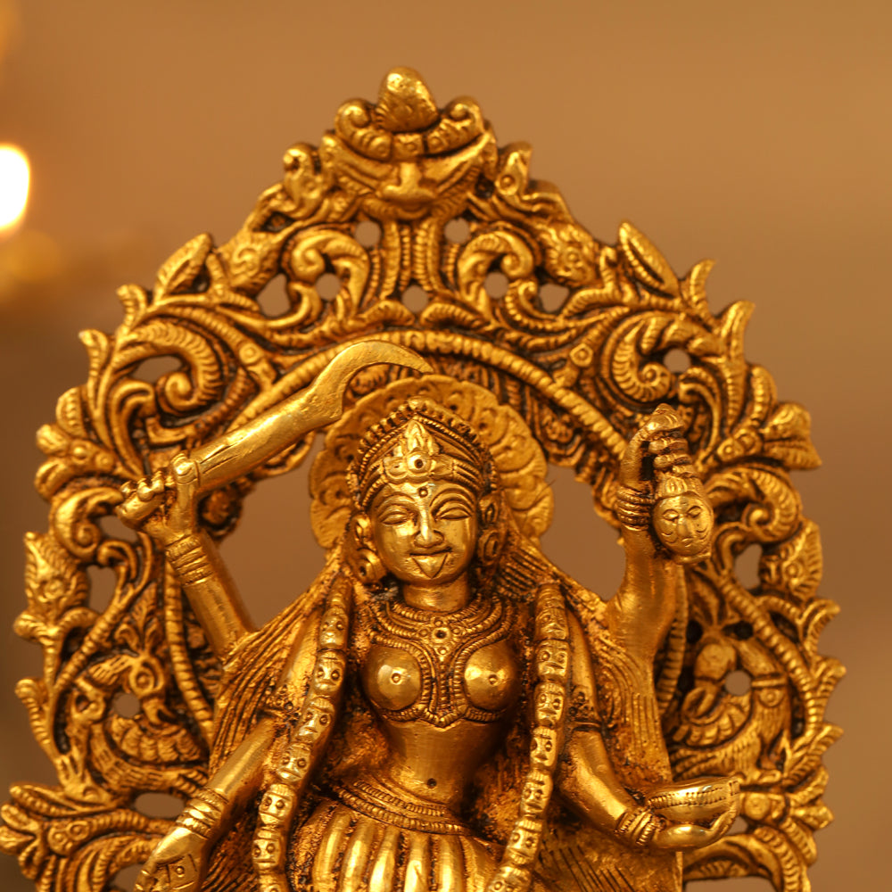 Brass Superfine Goddess Standing Kali Idol (8 Inch) Vedansh Craft