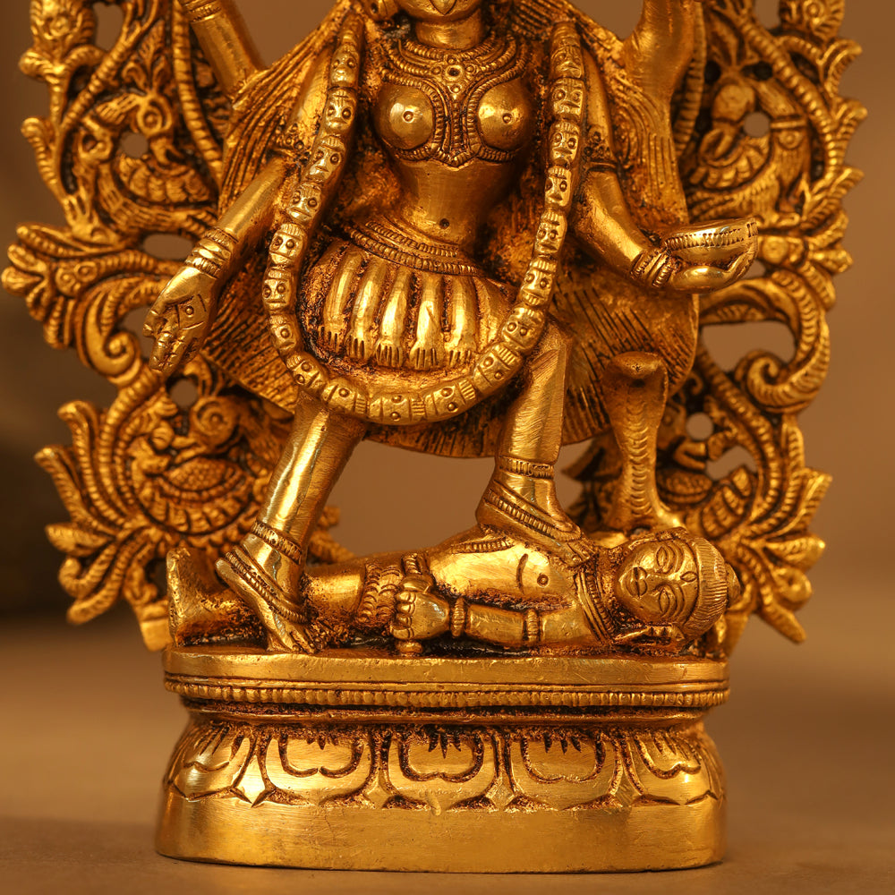 Brass Superfine Goddess Standing Kali Idol (8 Inch) Vedansh Craft