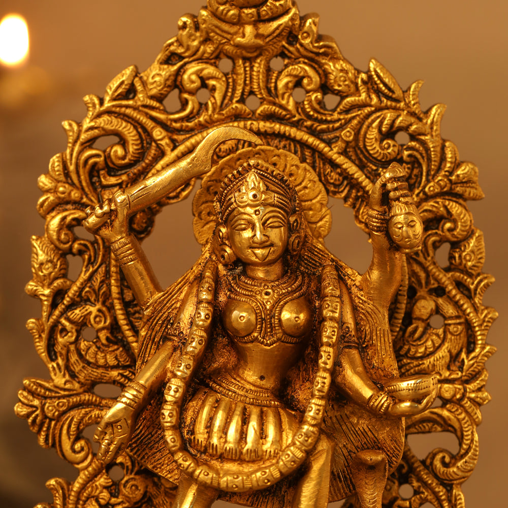 Brass Superfine Goddess Standing Kali Idol (8 Inch) Vedansh Craft