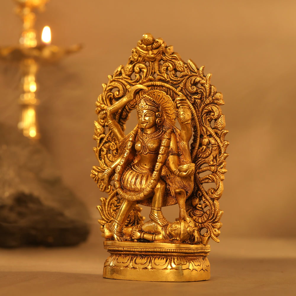 Brass Superfine Goddess Standing Kali Idol (8 Inch) Vedansh Craft