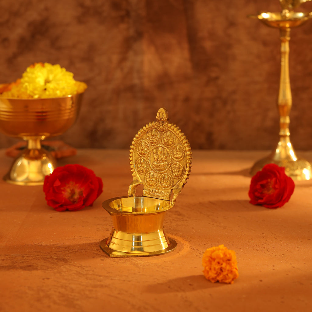 Brass Ashtalakshmi Ganesha Diya (6 Inch) Vedansh Craft