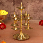 Brass Decorative Multi Wick Lamp (10.5 Inch) Vedansh Craft