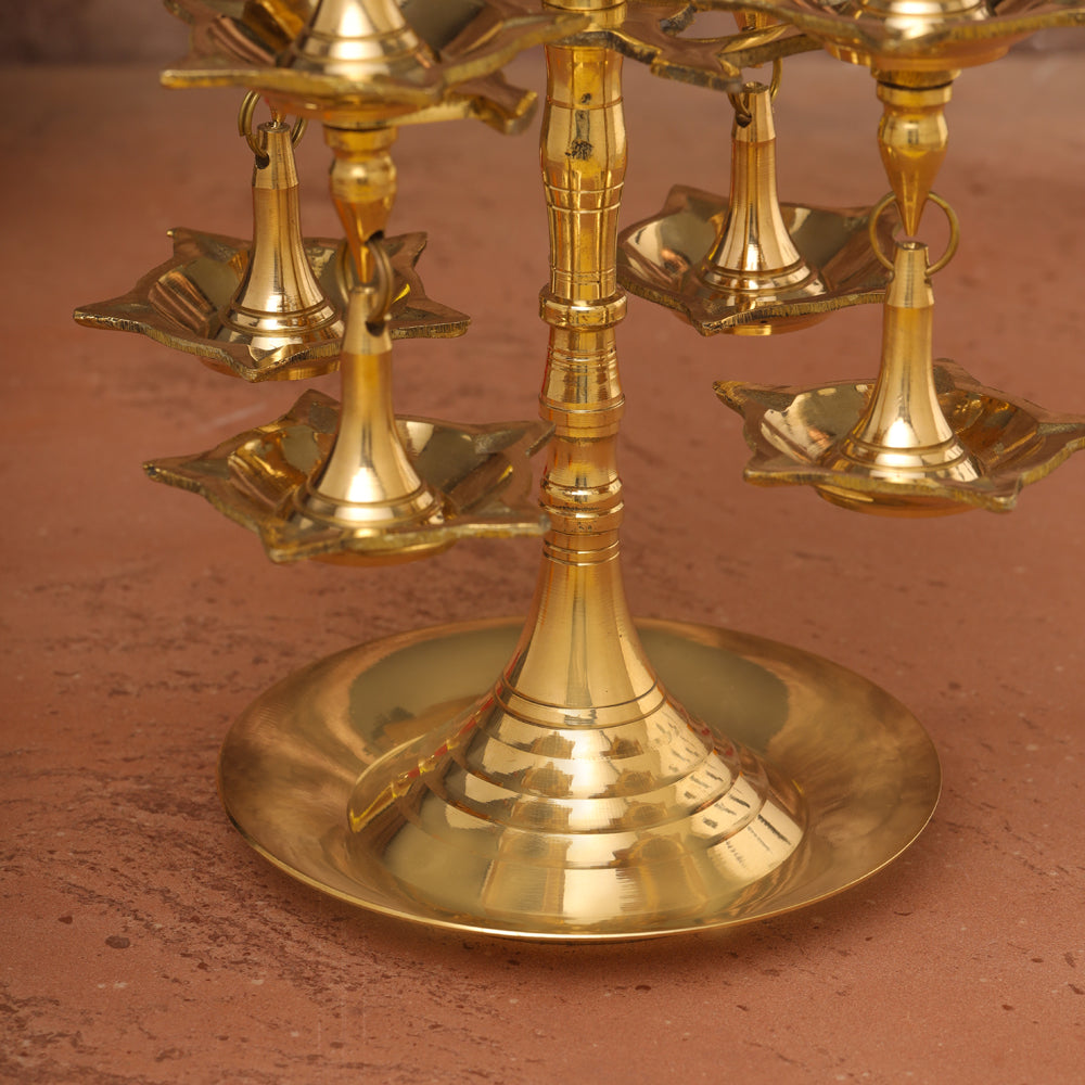 Brass Decorative Multi Wick Lamp (10.5 Inch) Vedansh Craft