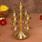Brass Decorative Multi Wick Lamp (10.5 Inch) Vedansh Craft