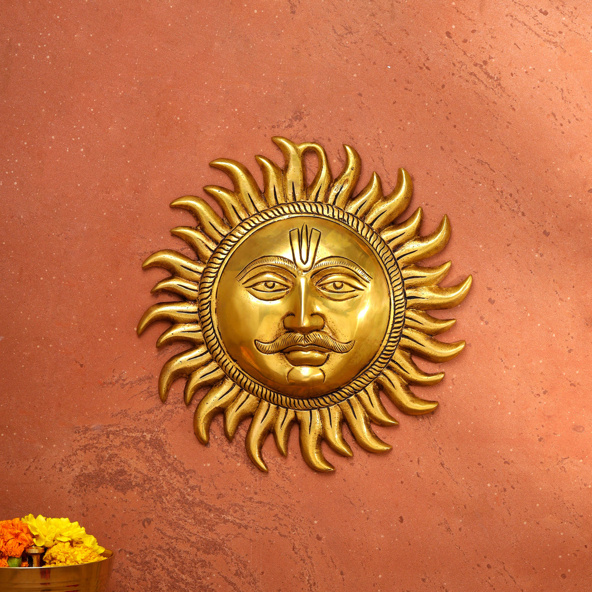 Brass Sun Face Wall Hanging (9.5 Inch) Vedansh Craft