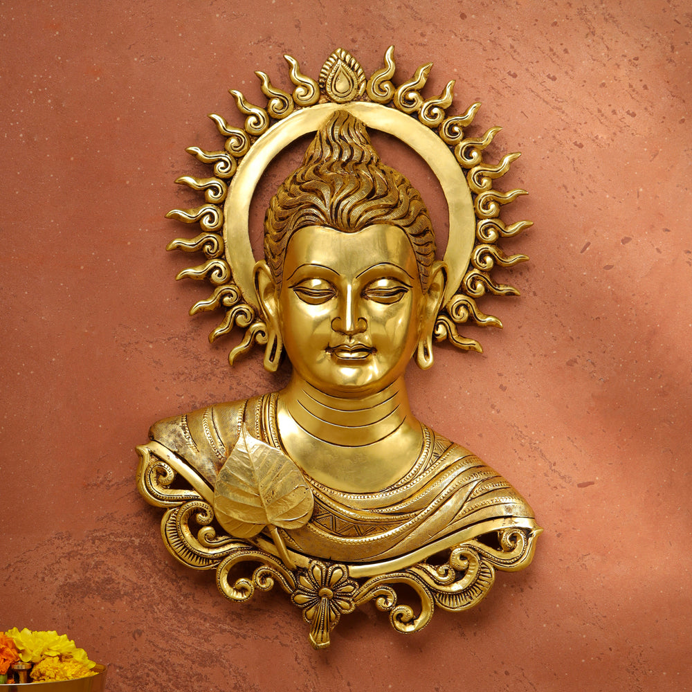 Brass Buddha Wall Hanging (15.5 Inch) Vedansh Craft