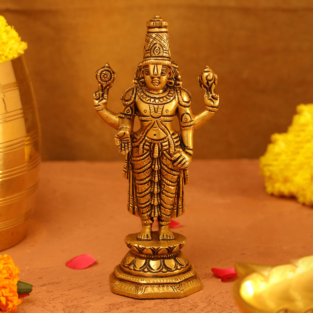Brass Superfine Tirupati Balaji/Venkateshwar Idol (6 Inch) Vedansh Craft