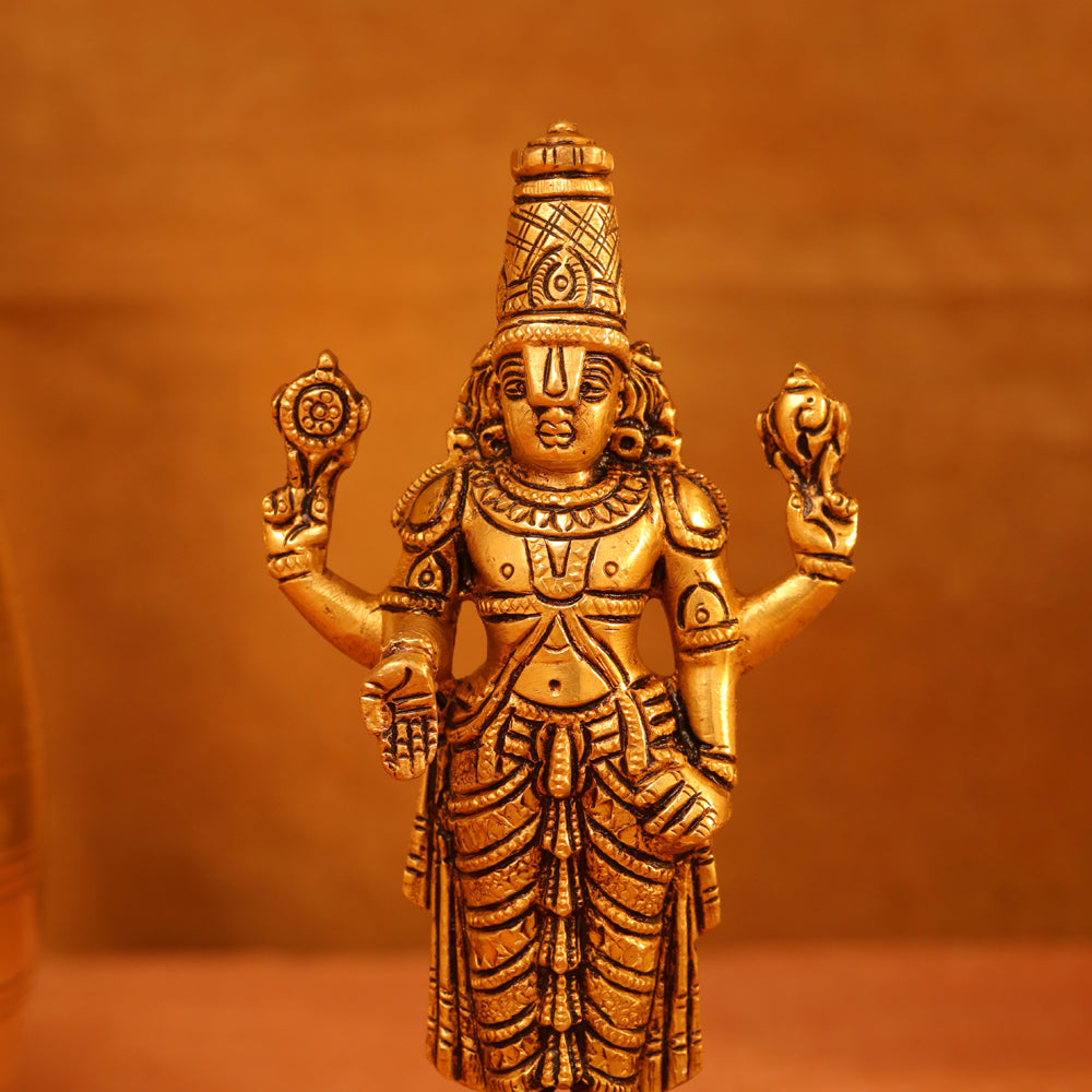 Brass Superfine Tirupati Balaji/Venkateshwar Idol (6 Inch) Vedansh Craft