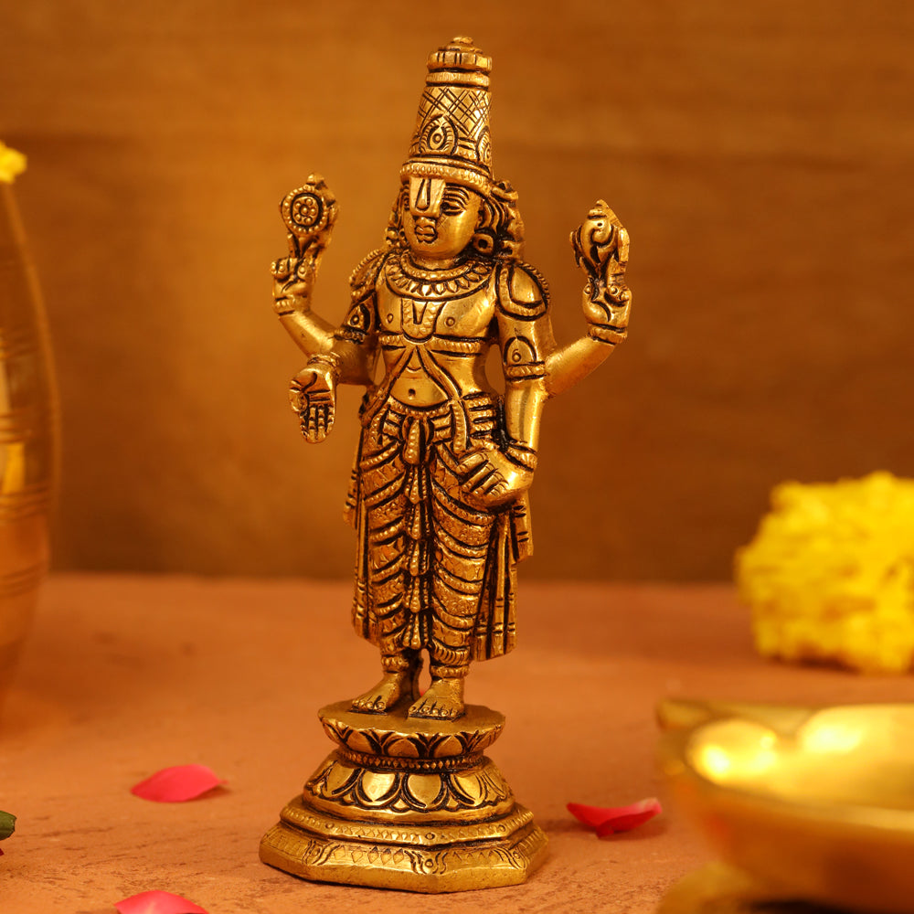 Brass Superfine Tirupati Balaji/Venkateshwar Idol (6 Inch) Vedansh Craft