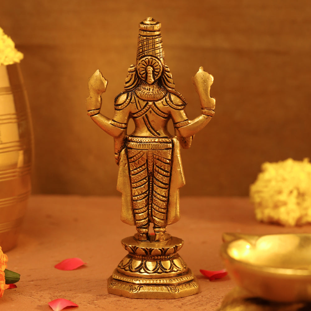 Brass Superfine Tirupati Balaji/Venkateshwar Idol (6 Inch) Vedansh Craft
