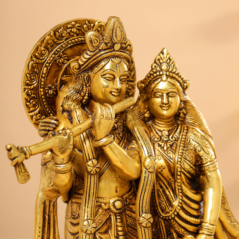 BRASS SUPERFINE STANDING RADHA KRISHNA STATUE (12.5") Vedansh Craft