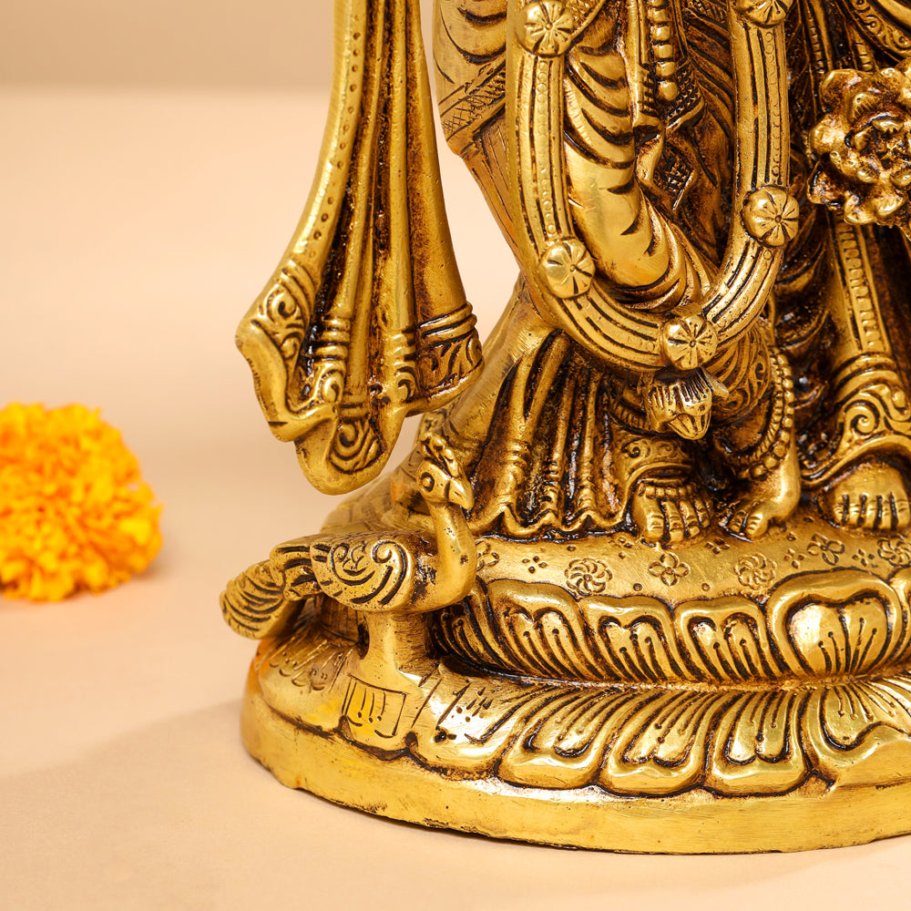 BRASS SUPERFINE STANDING RADHA KRISHNA STATUE (12.5") Vedansh Craft