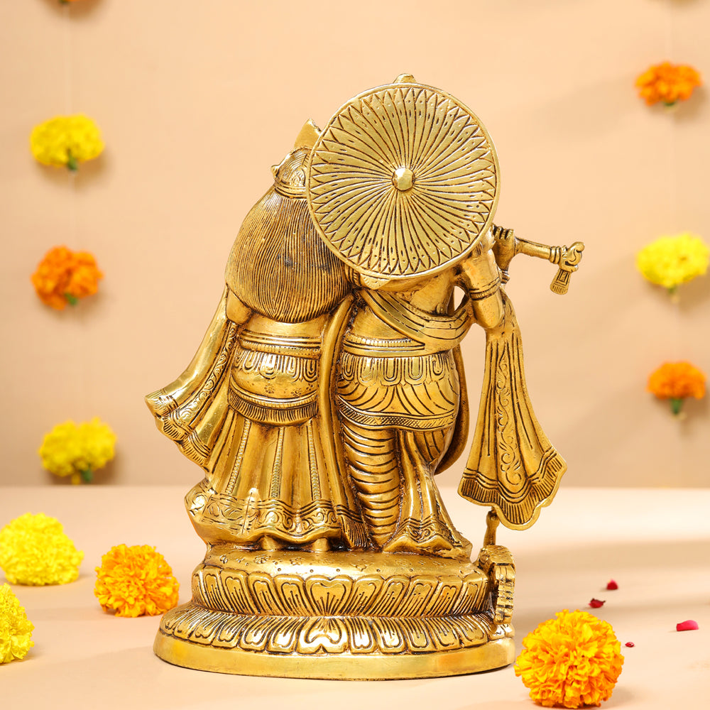 BRASS SUPERFINE STANDING RADHA KRISHNA STATUE (12.5") Vedansh Craft