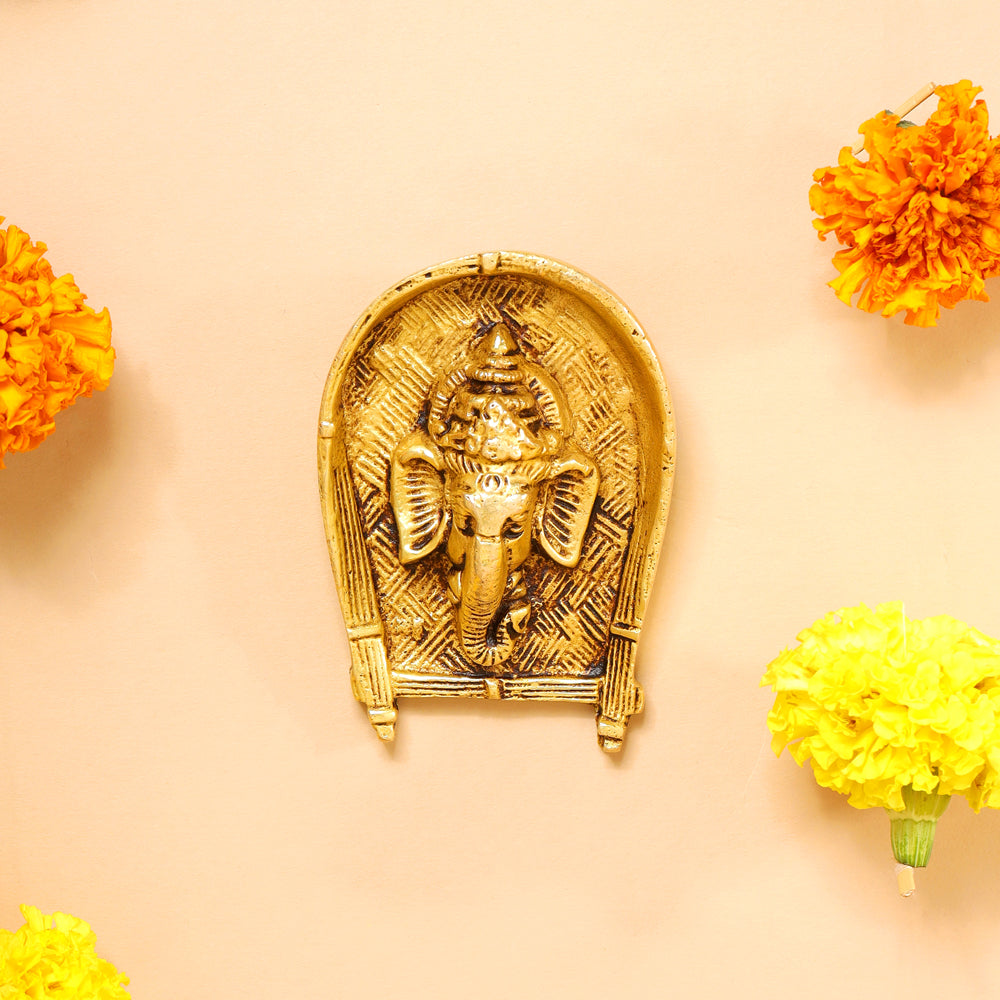 Brass Ganesha Face Wall Hanging (4 Inch) Vedansh Craft
